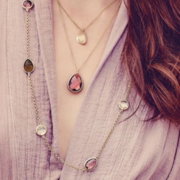 Long Faceted Glass Bead Sweater Chain Necklace - Picture 2 of 8